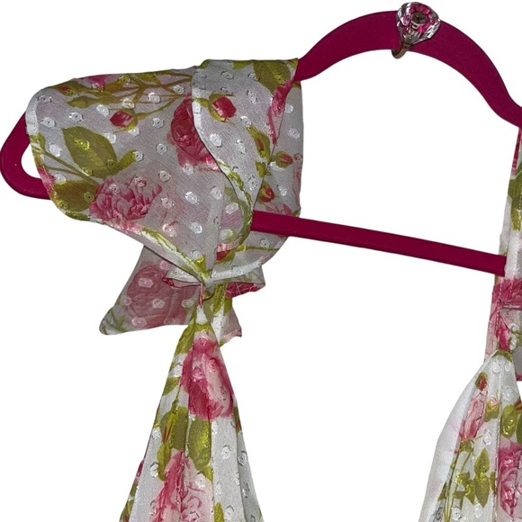 Betsey Johnson XXL Pepper Midi Dress Sonic White Floral Pink Roses NWT 2x new - Picture 5 of 10